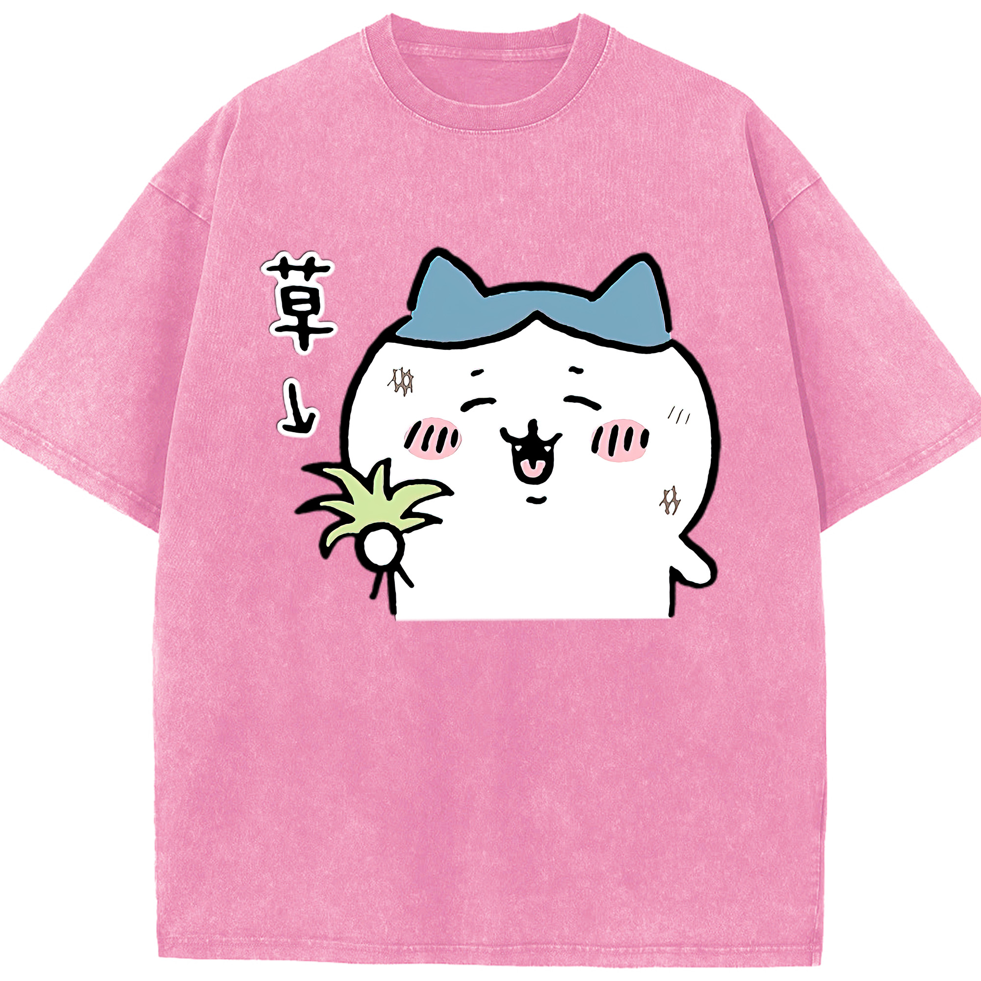 （画像用） ちいかわ ハチワレ Chii-kawa hachiware 綿100% ヴィンテージ風 半袖Tシャツ（フロントプリント）